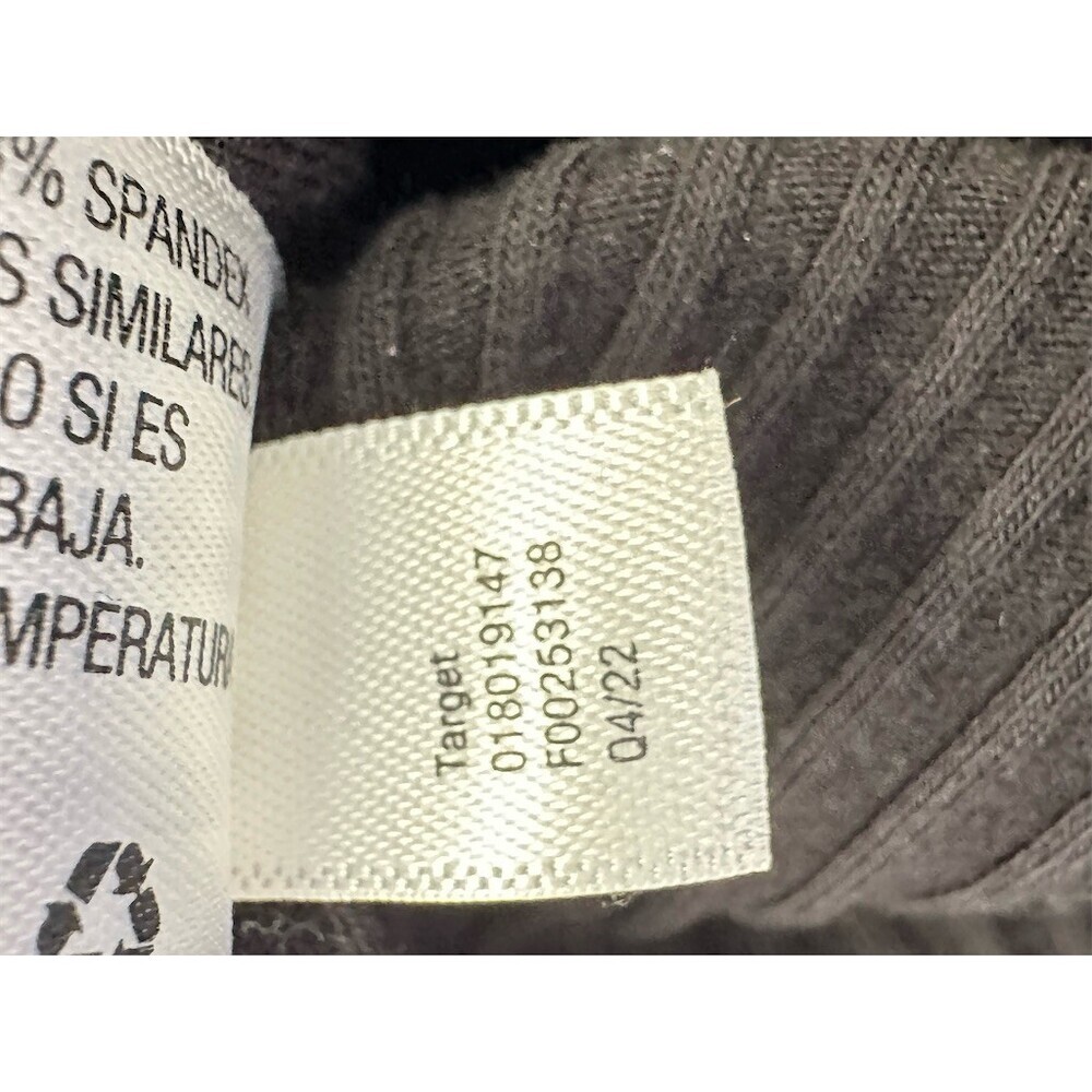 A New Day Top Womens L Black Ribbed Knit Long Sleeve Ruched Drawstring - Picture 5 of 5